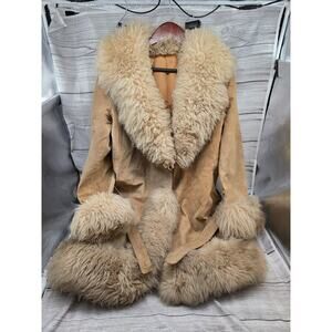 Suede Brown Faux Fur Jacket Jenny Forrest Gump Halloween Hippie Costume